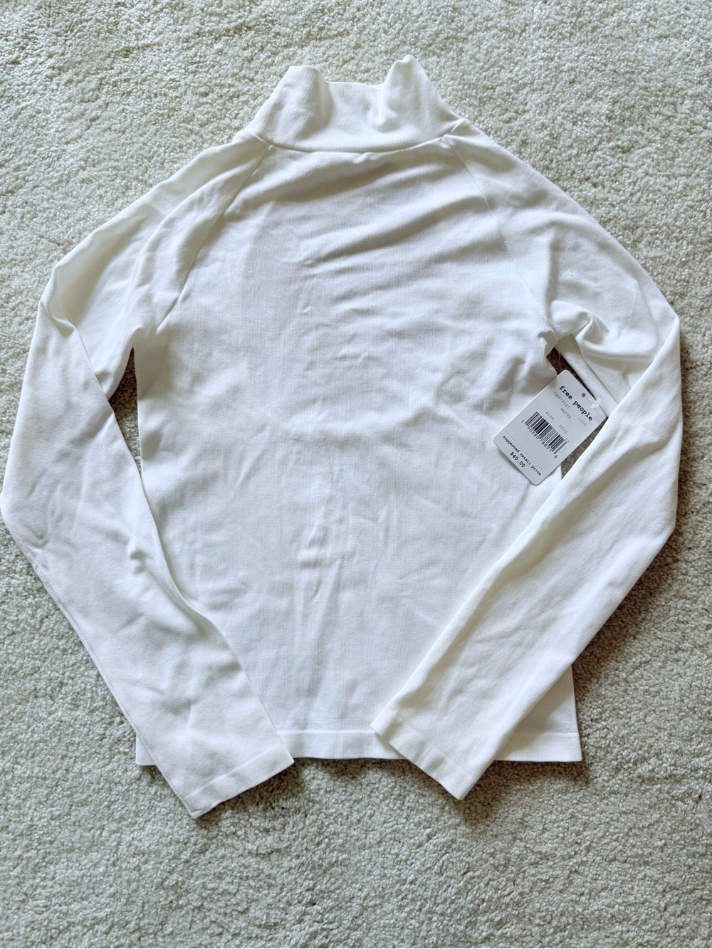 Free People Open Back White Long-Sleeve Turtleneck Top